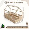 Crazy Pine 'Crazy Blanco' Hausbett mit Rausfallschutz, Skandinavisches Design, Naturholz, Natur, 90x190 cm, mit Ausziehbett Bild 2