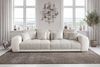 Big-Sofa XXL 306 cm Federkern Lounge Couch Kunstleder Weiß und Stoff Grau Beige Bild 2