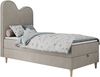 Kinderbett FLOW, Boxspringbett für Kinder, mit hohem Kopfteil, Einzelbett mit Matratze - 90x180 - Beige Stoff - Topper T25 Bild 4