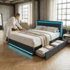 Simurq Polsterbett 180x200 cm Doppelbett mit LED Beleuchtung und Ladefunktion (LED, Ladestation, in 2 Größen verfügbar), Jugendbett 4 Schubladen Stauraumbett Bild 2
