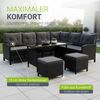 Juskys Polyrattan Lounge Manacor schwarz – Gartenlounge mit Sofa, Tisch, 2 Hocker & Kissen, inkl. Abdeckung – Gartenmöbel Set bis 8 Personen – Sitzbezüge in Grau Bild 5