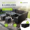 Juskys Polyrattan Lounge Manacor schwarz – Gartenlounge mit Sofa, Tisch, 2 Hocker & Kissen, inkl. Abdeckung – Gartenmöbel Set bis 8 Personen – Sitzbezüge in Grau Bild 2