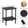 Beistelltisch Holz 2 Tier Schwarz Nachttisch Schmal 40x30x52cm Stauraum Kleiner Bild 2