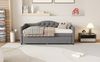 Bett 90x200 cm mit Ausziehbett aus Leinen – platzsparendes Daybed mit Rollbett, ohne Matratze Bild 5