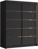 Kleiderschrank mit Goldverzierung Femosa IV mit zwei Schwebetüren (Farbe: Schwarz) Bild 2