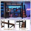 Hochbett mit RGB LED-Streifen, Regal, Schreibtisch, Schubladen und Wandgitter, 140x200 cm, Treppe mit offenem Kleiderschrank, Kinderbett, Metallbett Bild 4