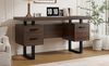 Büroschreibtisch 135x54x76 cm, Braun/Schwarz, MDF, mit 2 Schubladen & Ordnerablage Bild 1