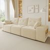 Merax modulares 3-Sitzer-Sofa mit breiten Armlehnen, Cloud-Sofa, integriertem Stauraum, gepolstertem Haustierbereich, mit zwei Kissen, Beige Bild 5