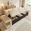 Merax modulares 3-Sitzer-Sofa mit breiten Armlehnen, Cloud-Sofa, integriertem Stauraum, gepolstertem Haustierbereich, mit zwei Kissen, Beige Bild 2