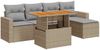 vidaXL 6-tlg. Garten-Sofagarnitur mit Kissen Beige Poly Rattan 3327027 Bild 2
