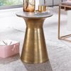 Beistelltisch Echter Marmor Weiß 35 x 35 x 45 cm Anstelltisch Metall Gold, Kleiner Sofatisch Rund, Wohnzimmertisch Couch Modern, Couchtisch Hoch Bild 2