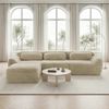 Flieks 3-Sitzer Sofa, L-förmiges Sofa, rahmenlos modular mit Ottoman & 3 Kissen, rutschfester Boden, Plüsch, Hellkhaki Bild 2