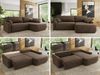 Ecksofa, L-förmiges, lose Kissen, DL-Schlaffunktion, (H 100 x T 187 x B 273 cm) - CUBO L - Velours Braun - rechte Seite Bild 2