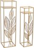 2tlg. Blumenständer-Set aus Metall, mit Blattmotiven, gold Bild 3