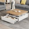 REDOM Couchtisch Couchtisch 70x70 cm mit 360° drehbarer Tischplatte (Satztisch, Wohnzimmertisch Beistelltisch, 1-St, praktischer Stauraum, bis 30 kg Tragkraft), mit Walnussplatte und Hochglanzbeinen Bild 3
