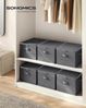 SONGMICS Aufbewahrungsbox mit Deckel, faltbare Stoffbox mit Griffen, Aufbewahrung für Kleidung, Vliesstoff, 3er Set, 50 x 30 x 30 cm, schiefergrau Bild 2
