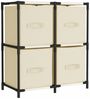 vidaXL Kommode mit 4 Körben aus Stoff, Stahl, 63 × 30 × 71 cm, Creme Bild 2