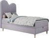Kinderbett FLOW, Boxspringbett für Kinder, mit hohem Kopfteil, Einzelbett mit Matratze - 90x180 - Violett Velours - Topper T25 Bild 4