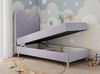 Kinderbett FLOW, Boxspringbett für Kinder, mit hohem Kopfteil, Einzelbett mit Matratze - 90x180 - Violett Velours - Topper T25 Bild 2