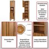 Teak-Hochschrank HWC-M72, Badschrank, 2 Türen 6 Fächer, hochwertiges B-Grade-Teak (Kernholz, 20-30 Jahre) 181x40x35cm Bild 2