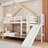 Haus-Etagenbett Kinder 90x200 Rutsche Leiter Kiefer Holz Spielbett,Weiß & Natur Bild 5