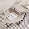 HOJINLINERO 2er Set Runde Couchtische Schwarz+Oak Holzplatte Industrial Design Bild 4
