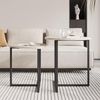 HOJINLINERO 2er Set Runde Couchtische Schwarz+Oak Holzplatte Industrial Design Bild 3