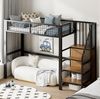 Bett 90x200 cm Hochbett aus Metall mit Leiter und integriertem Kleiderschrank – platzsparend und robust Bild 2