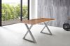 Esstisch Baumkante massiv Akazie natur 200 x 100 silber X-Gestell LUBIN 76509203 Bild 3