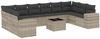 vidaXL 11-tlg. Garten-Sofagarnitur mit Kissen Hellgrau Poly Rattan 3223081 Bild 2