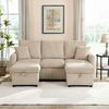 Merax Ecksofa U-förmiges Schlafsofa mit Staufunktion, Tagesbett Sofa Wohnzimmersofa aus Chenille-Bezug 1 Teile, 3-Sitzer-Ecksofa mit 2 Schubladen & 2 Hocker mit Stauraum, Polstersofa Bild 4