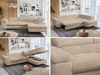 Ecksofa mit Bettfunktion, Modern Sofa, L-form, Einstellbare Kopfstützen, Bettkasten - PETER - Beige Plüsch - rechts Bild 2