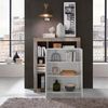 Dmora Kommode Smeraldo, Wohnzimmerbuffet, Wohnzimmer-Sideboard, Moderne Küchen-Speisekammer, Made in Italy, 108x42 h127 cm, Glänzendes Weiß und Akazie Bild 4