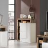 Dmora Kommode Smeraldo, Wohnzimmerbuffet, Wohnzimmer-Sideboard, Moderne Küchen-Speisekammer, Made in Italy, 108x42 h127 cm, Glänzendes Weiß und Akazie Bild 5