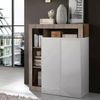 Dmora Kommode Smeraldo, Wohnzimmerbuffet, Wohnzimmer-Sideboard, Moderne Küchen-Speisekammer, Made in Italy, 108x42 h127 cm, Glänzendes Weiß und Akazie Bild 2