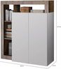 Dmora Kommode Smeraldo, Wohnzimmerbuffet, Wohnzimmer-Sideboard, Moderne Küchen-Speisekammer, Made in Italy, 108x42 h127 cm, Glänzendes Weiß und Akazie Bild 3