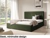 MEBLINI Polsterbett 140x200 mit Lattenrost und Matratze – BELORDI – Grün Samt – Doppelbett mit Bettkasten - Stauraumbett - Kopfteil Bett mit Stauraum Bild 3
