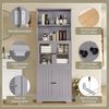 Badezimmer-Hochschrank aus MDF mit Glastür & verstellbaren Einlegeböden, 57,5x28,5x160 cm, Grau Bild 4