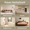 Badezimmer-Hochschrank aus MDF mit Glastür & verstellbaren Einlegeböden, 57,5x28,5x160 cm, Grau Bild 5
