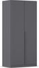 rauch Kleiderschrank Alba, Drehtürenschrank, Garderobenschrank, 2-türig, mit 1 Kleiderstange, 1 Einlegeboden und Schubladeneinsatz, Farbe Grau metallic, Schwarz, Griffstange Grau metallic, Schwarz, 91x197x54cm Bild 3