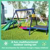 LVHOM 4-in-1 Schaukelgestell für den Garten, Kinderschaukel mit Wellenrutsche, Nestschaukel und Trampolin,Stabiles Metall-Klettergerüst, Outdoor-Spielplatz Bild 5