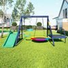 LVHOM 4-in-1 Schaukelgestell für den Garten, Kinderschaukel mit Wellenrutsche, Nestschaukel und Trampolin,Stabiles Metall-Klettergerüst, Outdoor-Spielplatz Bild 2