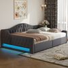 Merax Daybett Polsterbett 140x200cm, Doppelbett Hydraulisches Stauraumbett mit LED-Beleuchtung, grau Bild 2