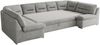 Ecksofa, Sofa big XXL, Wellenfedern, Wohnlandschaft XXL, mit Schlaffunktion - COMODO U - Hellgrau Stoff - Topper T25 Bild 5
