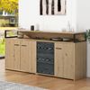 Sideboard 150 x 35 x 75,9 cm aus Spanplatte in Schwarz/Holzoptik, mit 3 Türen & 3 Schubladen Bild 2