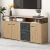 Sideboard 150 x 35 x 75,9 cm aus Spanplatte in Schwarz/Holzoptik, mit 3 Türen & 3 Schubladen Bild 3
