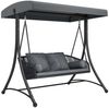 Outsunny Hollywoodschaukel mit Verstellbarem Sonnendach weichem Kissen A-Rahmen, 2-Sitzer, verstellbares Sonnendach, 2-Sitzer Gartenschaukel, 6 tlg, Schaukelbank, für Garten Terrasse 178 x 120 x 172 cm Dunkelgrau Bild 2