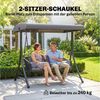 Outsunny Hollywoodschaukel mit Verstellbarem Sonnendach weichem Kissen A-Rahmen, 2-Sitzer, verstellbares Sonnendach, 2-Sitzer Gartenschaukel, 6 tlg, Schaukelbank, für Garten Terrasse 178 x 120 x 172 cm Dunkelgrau Bild 4