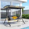 Outsunny Hollywoodschaukel mit Verstellbarem Sonnendach weichem Kissen A-Rahmen, 2-Sitzer, verstellbares Sonnendach, 2-Sitzer Gartenschaukel, 6 tlg, Schaukelbank, für Garten Terrasse 178 x 120 x 172 cm Dunkelgrau Bild 3