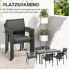 Outsunny Garten-Essgruppe mit 1 Esstisch, 6 stapelbaren Stühlen, (Gartengarnitur, 7-tlg, Gartenmöbel-Set), für Terrasse, Mesh, Dunkelgrau Bild 4